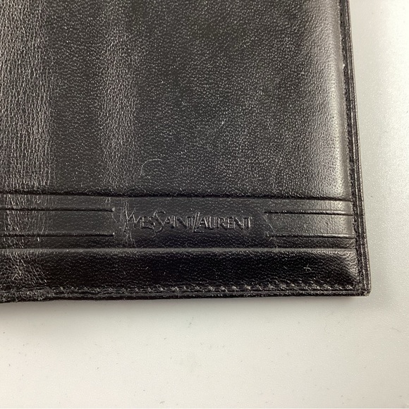 Rare Vintage YSL Mens Pre-Owned Black Aniline Cowhide Leather Card Wallet - Picture 5 of 12